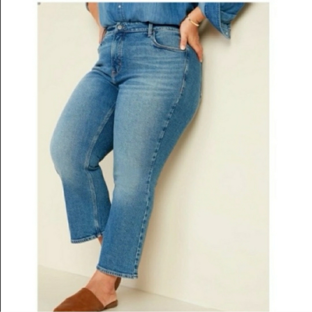 Old Navy Women's Plus Size Flare High-Rise Raw Hemline Ankle Jeans